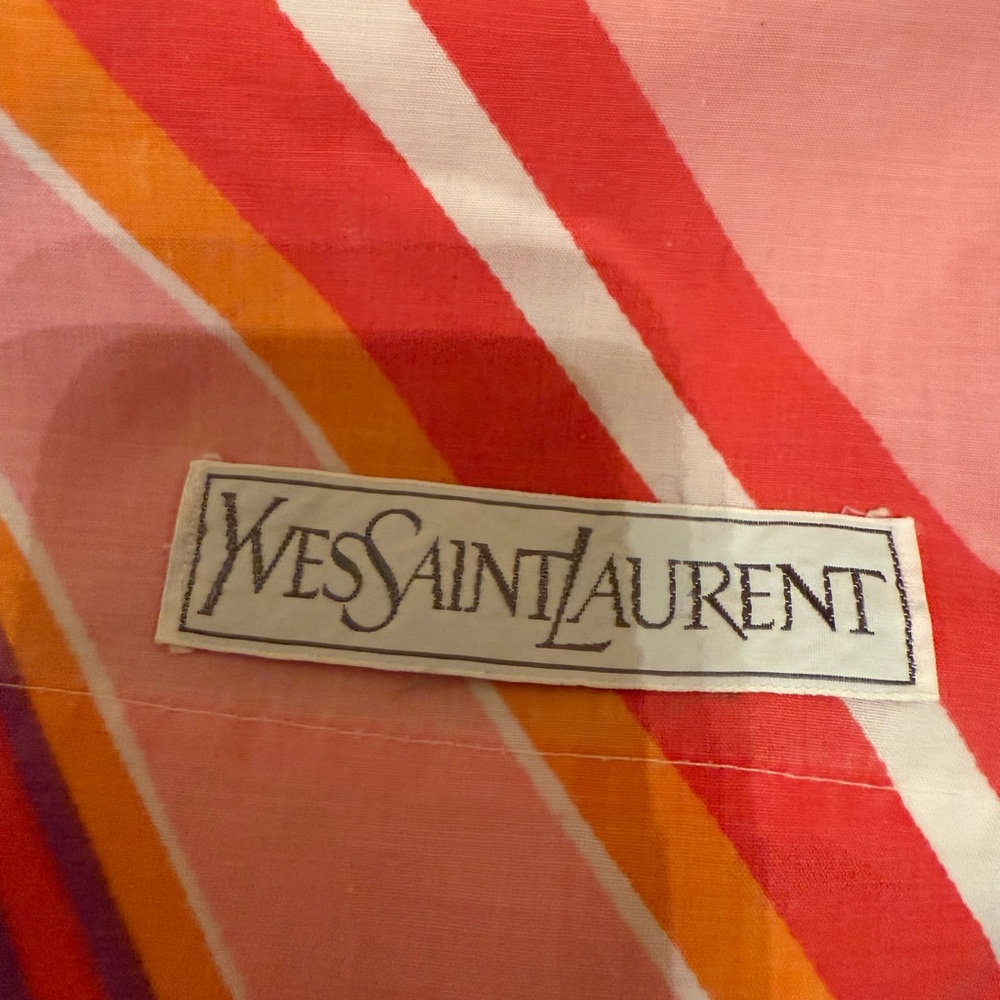 Vtg YSL Yves St Laurent Fieldcrest Full Flat Sheet Infinity Stripe Pink 50/50Per